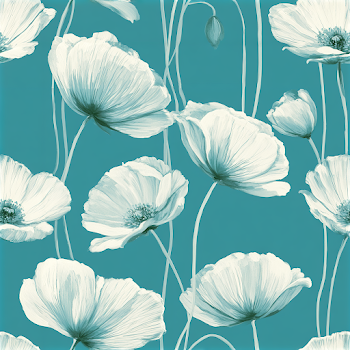 Delicate White Poppy Floral Wallpaper Pattern
