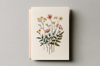 Delicate Wildflower and Fern Frond Botanical Art