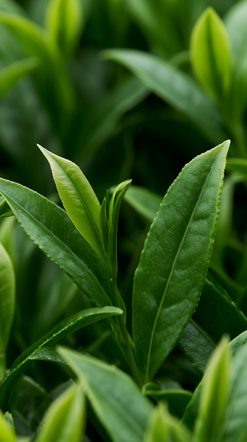 Delicate Young Tea Sprouts in Spring