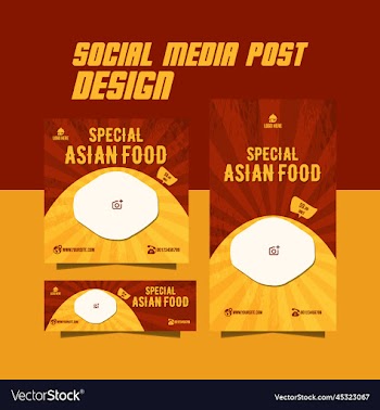 delicious asian food menu banner ads design