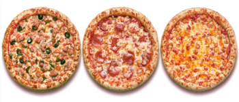 Delicious Assorted Pizzas on White Background