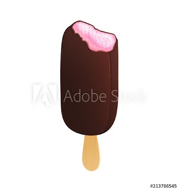 Delicious bitten ice cream on wooden stick or popsicle isolated on white background