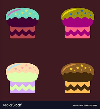 Delicious cake set icons vector image