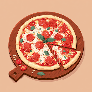 Delicious Cheesy Pepperoni Pizza Illustration