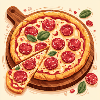 Delicious Cheesy Pepperoni Pizza Illustration
