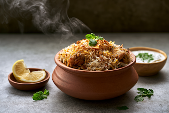 Delicious Chicken Biryani in Rustic Earthenware