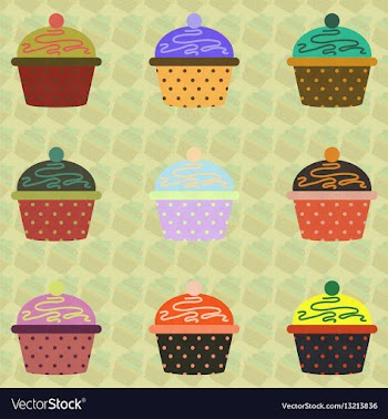 Delicious cupcakes collection vector image