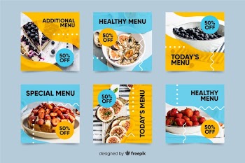 Delicious dessert instagram post collection Free Vector