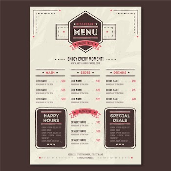Delicious fast food restaurant menu Free Vector