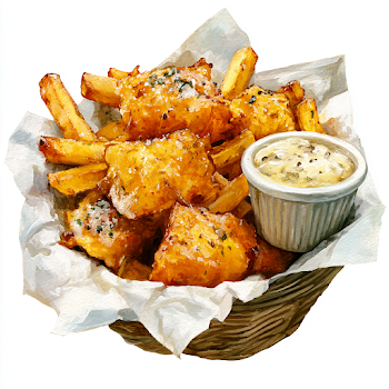 Delicious Fish and Chips Basket with Tartar Sauce