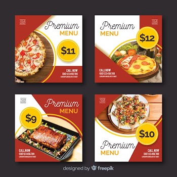 Delicious food  instagram post collection Free Vector