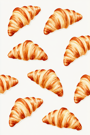 Delicious Fresh Croissants Watercolor Illustration