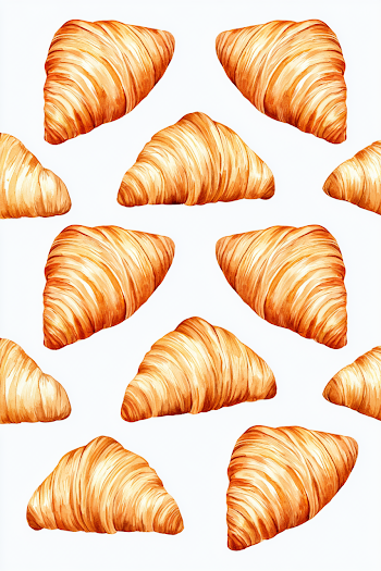 Delicious Fresh Croissants Watercolour Pattern