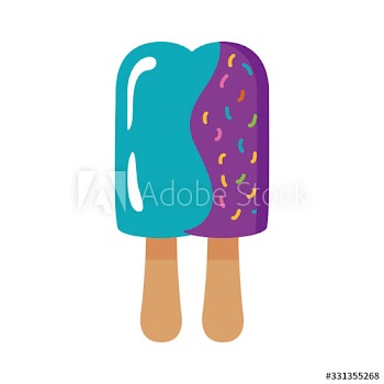 delicious ice cream in double stick with two flavors flat style
