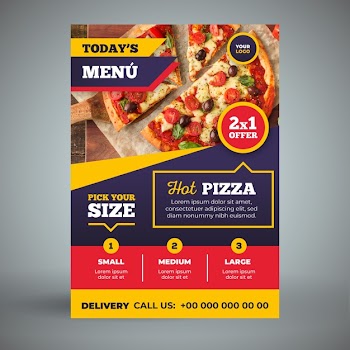 Delicious pizza takeaway flyer template Free Vector