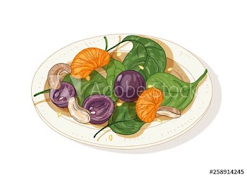 Delicious salad on plate isolated on white background
