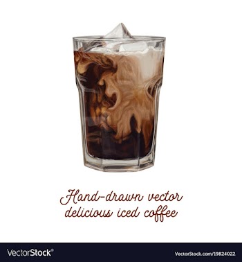  					Delicious tasty hand-drawn iced coffee vector image														