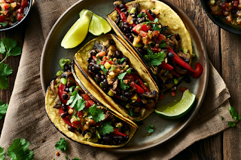 Delicious Vegetarian Tacos Flat Lay