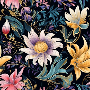 Delight in the beauty of a seamless tile pattern featuring intricate floral motifs