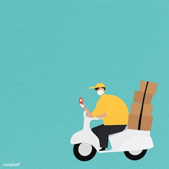 Delivery boy on a scooter with parcel boxes checking customer's lo.. | Free  illustration - 2330373