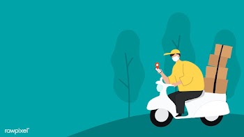 Delivery boy on a scooter with parcel boxes checking customer location.. | Free  vector - 2308827