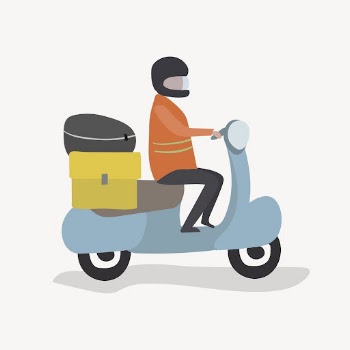 Delivery man clipart, riding motorcycle | Free Photo Illustration - rawpixel