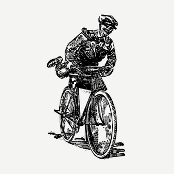 Delivery man riding bicycle drawing, | Free PSD - rawpixel