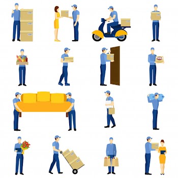 Delivery man set Free Vector