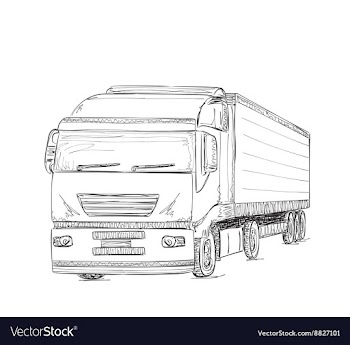 Delivery service Hand drawn truck vector image