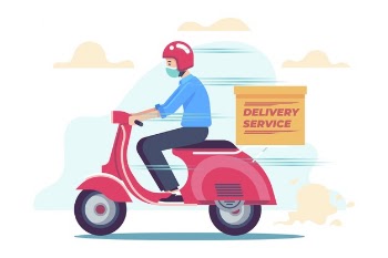 Delivery service with masks concept Free Vector