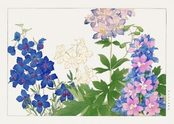 Delphinium flower, Japanese woodblock art | Free Photo Illustration - rawpixel