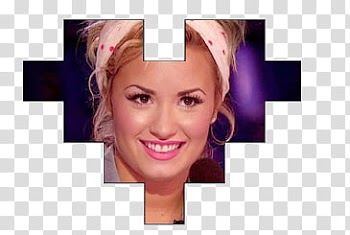 Demi Lovato, profile of woman in pixelated heart frame transparent background PNG clipart