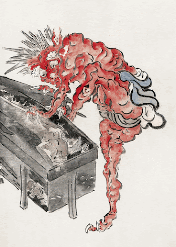 Demon, possibly Ibaraki, opening a box | Free Photo Illustration - rawpixel