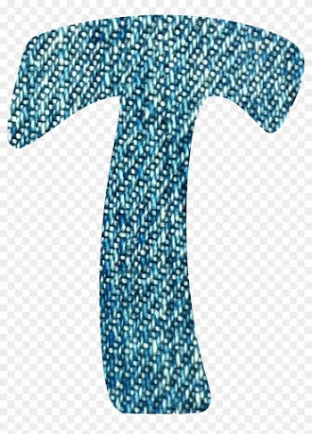 Denim Alphabet, - Letter T Blue Glitter