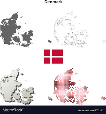 Denmark outline map set vector image