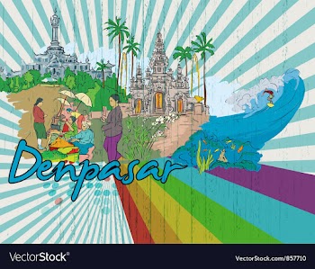Denpasar doodles vector image
