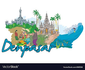 Denpasar doodles vector image