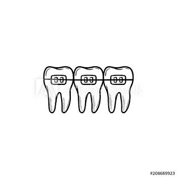 Dental braces hand drawn outline doodle icon