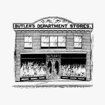 Department store building clipart, vintage | Free Vector - rawpixel