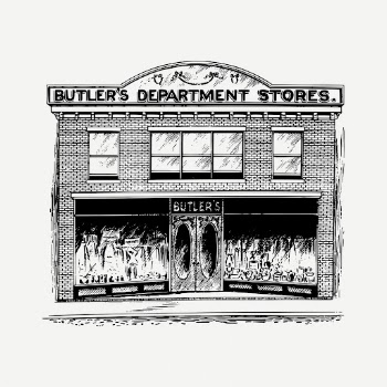 Department store building drawing, vintage | Free PSD - rawpixel