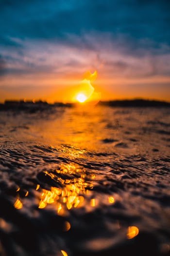 depth of field photography of body of water during golden hour