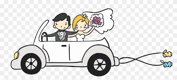 Desenho De Noivinhos Para Convite - Wedding Car Cartoon