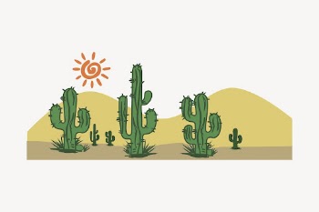 Desert cactus clipart, cute landscape | Free Vector - rawpixel