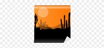 Desert Cactus Plants Wild Nature Landscape Illustration - Silhouette
