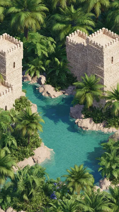 Desert Oasis Palace Landscape Desert Oasis Palace Landscape