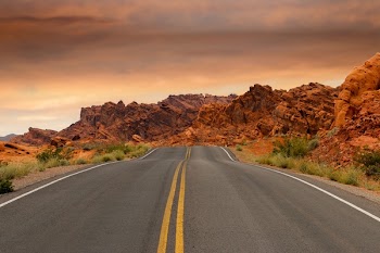          Desert Road at Sunset Free Photo     