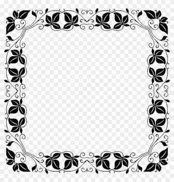 Design Clipart Side - Black And White Leaf Border Design Png