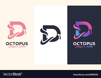 design logo d letter initial for octopus