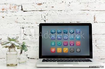 Design space on computer laptop screen