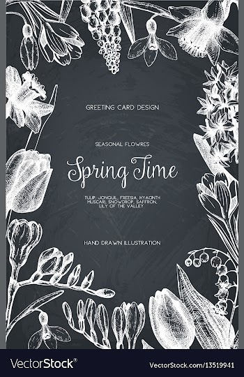  					Design with hand drawn spring flowers vector image														